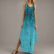 LENAGO Women's Plus Size Deep V-Neck Standard-Fit Sleeveless Sundress Solid Maxi Party Dress with Pockets