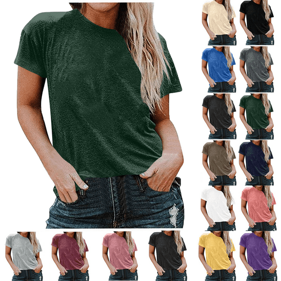 Lenago Women's Plus Size Floral Printed Short Sleeve V-Neck T-Shirt Pleated Casual Flowy Tunic Blouse Tops