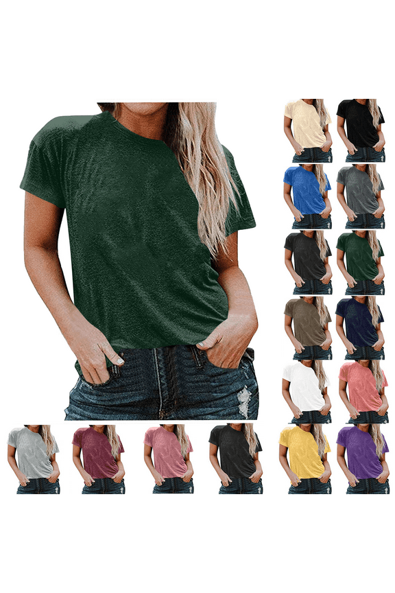 Lenago Women's Plus Size Floral Printed Short Sleeve V-Neck T-Shirt Pleated Casual Flowy Tunic Blouse Tops