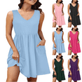 thumbnail image 1 of Lenago Women's Plus Size Summer Dresses Fashion Holiday Summer Solid Color Sleeveless Party Beach Dress, 1 of 7