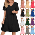 thumbnail image 1 of Lenago Women's Plus Size Summer Dresses High Waisted Fashion Holiday Summer Solid Color Short Sleeve Black Dresses Party Beach Dress, 1 of 9