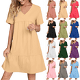 thumbnail image 1 of Lenago Women's Plus Size Summer Dresses High Waisted Fashion Holiday Summer Solid Color Short Sleeve Khaki Dresses Party Beach Dress, 1 of 9