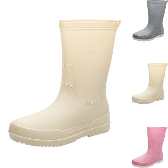 Lenago Women's Rain Boots Solid Color Casual Spring Summer Rain Boots Solid Color Waterproof Thick-Soled Mid-Calf Rain Boots Dopamine Color Shoes Multi Color Matching Muck Boots