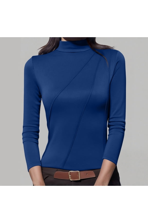Women's Shirt Bodysuit Close Fitting Solid Round Neck Stand Collar Top Layering Shirt Stretchy Under Blouses Fall Winter Basic Under Essentials Plus Size S-XXL