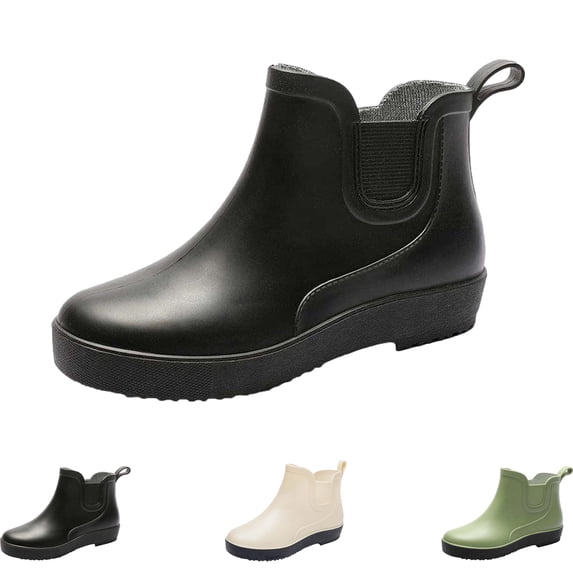 Lenago Women's Short Rain Boots Casual Spring Summer Rain Boots Solid Color Waterproof Thick-Soled Short Dopamine Color Shoes Low-top Ankle Boots Everyday Rain Boots