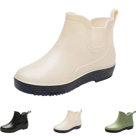 Lenago Women's Short Rain Boots Casual Spring Summer Rain Boots Solid Color Waterproof Thick-Soled Short Dopamine Color Shoes Low-top Ankle Boots Everyday Rain Boots