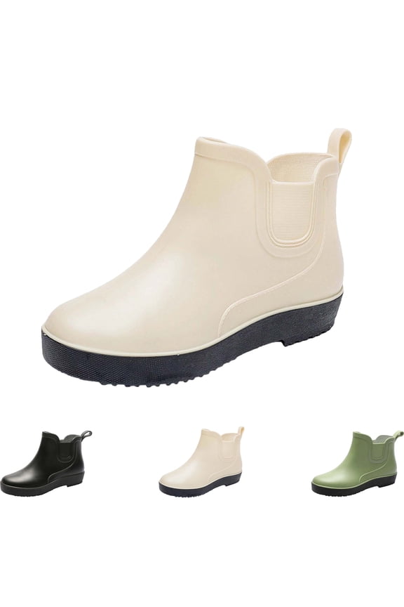 Women's Short Rain Boots Casual Spring Summer Rain Boots Solid Color Waterproof Thick-Soled Short Dopamine Color Shoes Low-top Ankle Boots Everyday Rain Boots