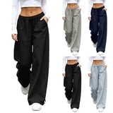 Lenago Women's Solid Color Casual High-Waist Stretch Pocket Straight ...