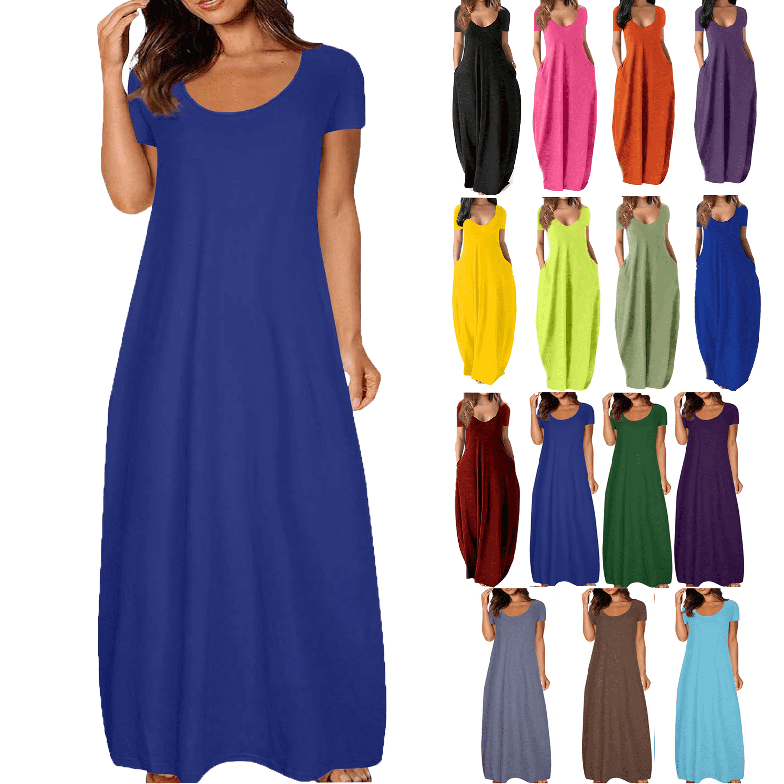 Lenago Women's Summer Dress Plus Size Deep V-Neck Standard-Fit Short ...
