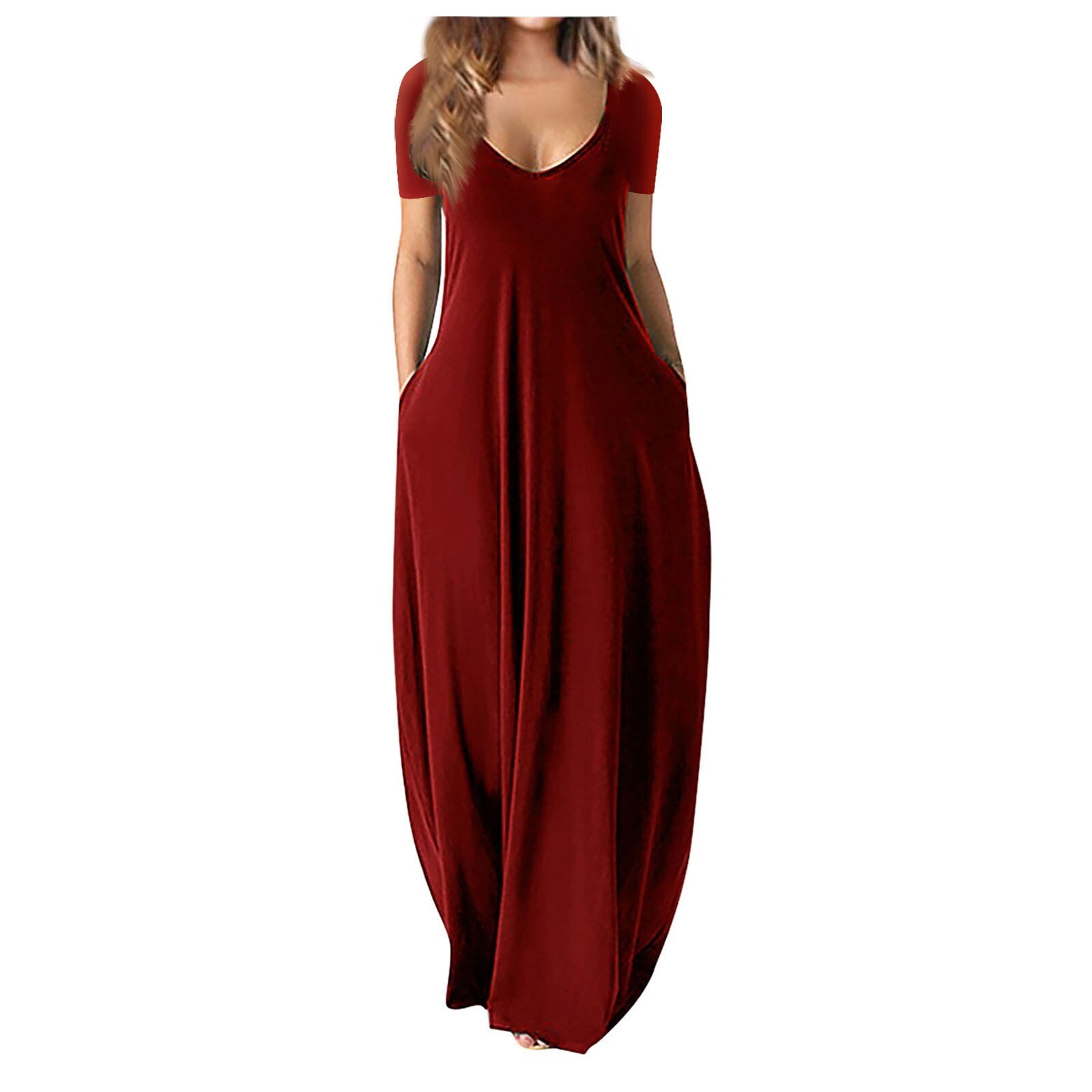 Lenago Women's Summer Dress Plus Size Deep VNeck StandardFit Short