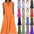 thumbnail image 1 of Lenago Women's Plus Size Deep V-Neck Standard-Fit Short Sleeve Solid Maxi Party Dress, 1 of 6