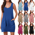 thumbnail image 1 of Lenago Women's Summer Dresses Solid Color Crewneck Dress Beach Dress Casual Loose Oversized Vest Dress for Women Party Casual on Clearance, 1 of 6