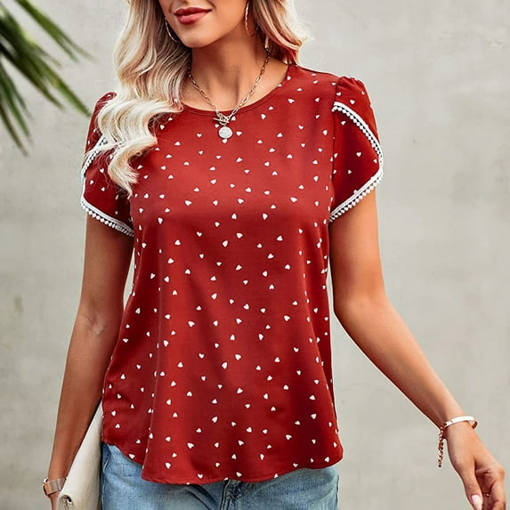 ZKCCNUK Fashion Women Casual Printing Round Neck Pullovers Short Sleeve Blouse T-Shirt Tops Summer Plus Size Tops 2025