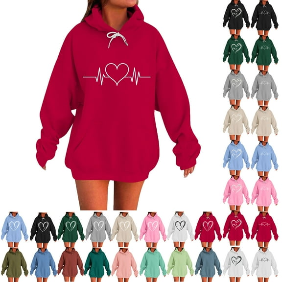 Lenago Women's Tops Casual Footprints Printing Raglan Long Sleeve Sweatshirt, Valentine's Day Blouse Red S