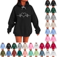 thumbnail image 1 of Lenago Women's Tops Casual Footprints Printing Raglan Long Sleeve Sweatshirt, Valentine's Day Blouse Black L, 1 of 6