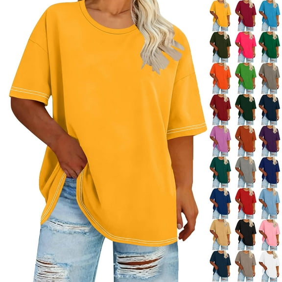 Lenago Women's Tops Plus Size Short Sleeve Floral Printed V-Neck T-Shirt Pleated Casual Flowy Tunic Blouse Tops