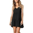 thumbnail image 1 of Summer Dresses for Women Plus Size V-Neck Short Dress Summer Fashion Solid Color Sleeveless Above Knee Ruffle Dress Women' Size Black Loose-Fit Casual Swing Dress, 1 of 8