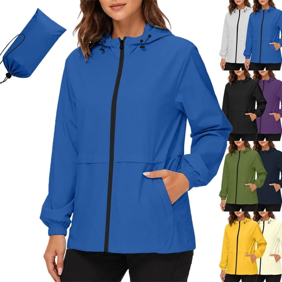 Lenago Women's Waterproof Full-Zip Breathable Hooded Jacket for Spring Summer