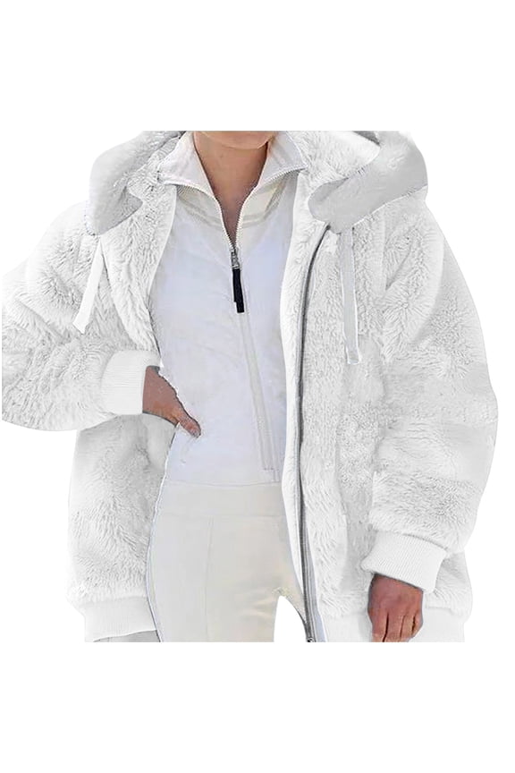 Lenago Women's Winter Coats Plus Size Fashion Zipper V-Neck Pullover Tops Long Sleeve Hooded Blouse Sweatshirt Winter Warm Outwear S-5XL