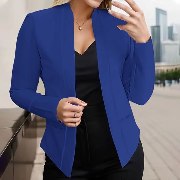 Lenago Womens Casual Blazers Open Front Long Sleeve Work Office Suit Lightweight Fully-Lined Slim Elegant Jackets Blazer Business Casual Outfits for Work Plus Size