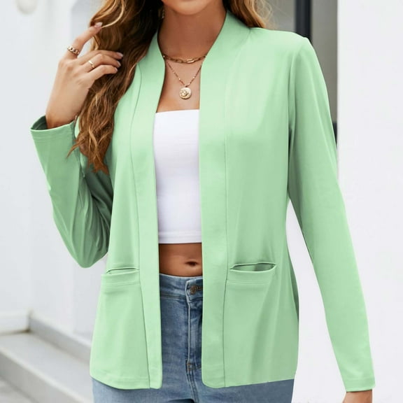 Lenago Womens Casual Blazers Open Front Long Sleeve Work Office Suit Lightweight Fully-Lined Slim Elegant Jackets Blazer Business Casual Outfits for Work Plus Size