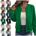 thumbnail image 1 of Lenago Womens Jackets Zip Up Sweatshirts Jackets Loose Long Sleeved With Zipper Jacket Casual Coarse Knitted Baseball Jacket Loose Lightweight Outwear With Pockets Jackets for Women, 1 of 5