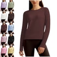 thumbnail image 1 of Lenago Womens Long Sleeve Shirts Solid Color Fashion Crew Neck Tops Summer Loose Long Sleeve Round Neck Comfy Regular Shirts Basic Tee Fall Fashion Clothes Trendy Outfits for Women, 1 of 6