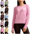thumbnail image 1 of Lenago Womens Long Sleeve Shirts Solid Color Fashion Crew Neck Tops Summer Loose Long Sleeve Round Neck Comfy Regular Shirts Basic Tee Fall Fashion Clothes Trendy Outfits for Women, 1 of 6