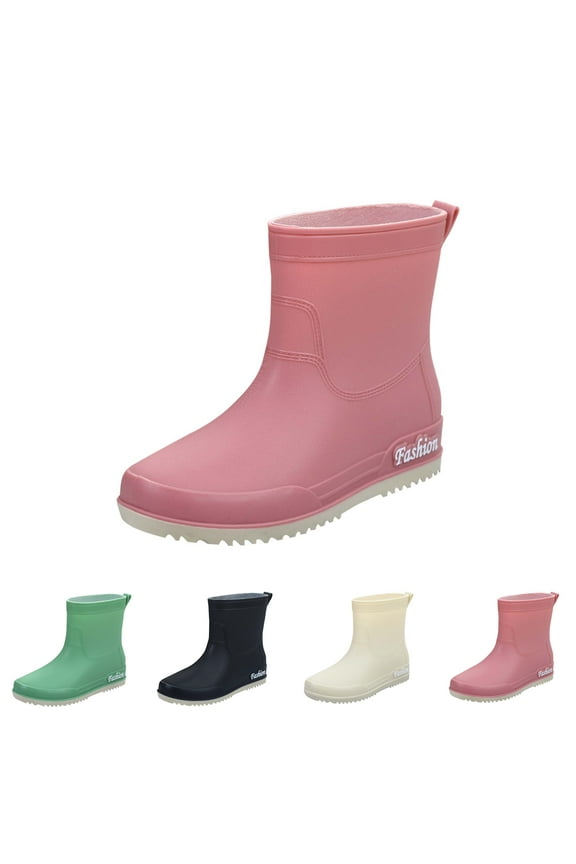 Womens Rain Boots Ankle Rain Boots Solid Color Casual Shoes Short Rain Boots Multi Color Matching Waterproof Non-Slip Mid-Tube Rain Boots West Coast Dopamine Color Shoes Everyday Rain Boots