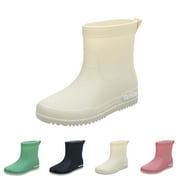 LENAGO Womens Rain Boots Ankle Rain Boots Solid Color Casual Shoes Short Rain Boots Multi Color Matching Waterproof Non-Slip Mid-Tube Rain Boots West Coast Dopamine Color Shoes Everyday Rain Boots