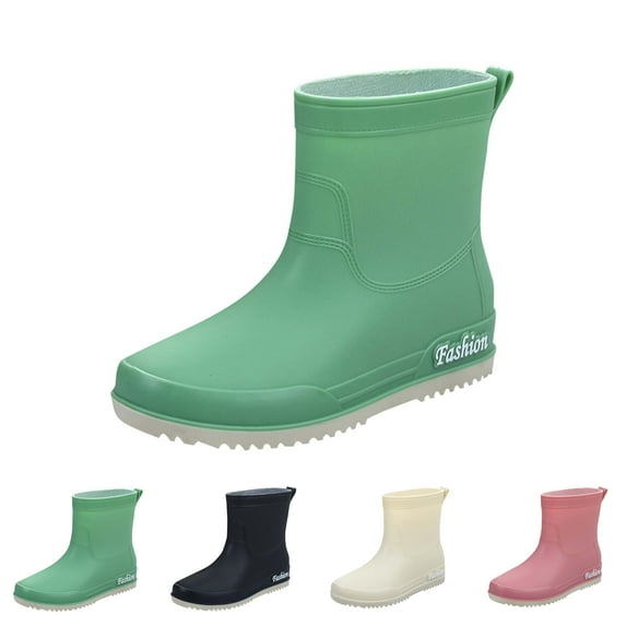 Lenago Womens Rain Boots Ankle Rain Boots Solid Color Casual Shoes Short Rain Boots Multi Color Matching Waterproof Non-Slip Mid-Tube Rain Boots West Coast Dopamine Color Shoes Everyday Rain Boots