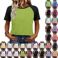 thumbnail image 1 of Lenago Womens Shirts Summer Tops Color Block Short Sleeve Shirts Spring Fashion Clothes Vacation Outfits, 1 of 9