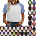 thumbnail image 1 of Lenago Womens Shirts Summer Tops Color Block Short Sleeve Shirts Spring Fashion Clothes Vacation Outfits, 1 of 9