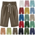 thumbnail image 1 of Lenago Womens Shorts Summer Plus Size Solid Five Points Large Size Cotton Linen Shorts with Pockets Casual Pants XXL, 1 of 5