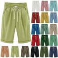 thumbnail image 1 of Lenago Womens Shorts Summer Plus Size Solid Five Points Large Size Cotton Linen Shorts with Pockets Casual Pants XXXXL, 1 of 5