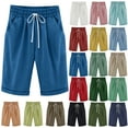 thumbnail image 1 of Lenago Womens Shorts Summer Plus Size Solid Five Points Large Size Cotton Linen Shorts with Pockets Casual Pants XXXXXL, 1 of 5