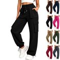 thumbnail image 1 of Lenago Womens Summer Cargo Pants with Drawstring Ankle Cuffs Side Pockets Elastic Waist Multiple Colors for Daily Use Exercise Home Wear and Commute, 1 of 9