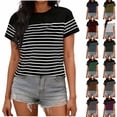 thumbnail image 1 of Lenago Womens Summer Tops Women’S Top Tops for Woman Women's Fashion Casual Printed Round Neck Short Sleeved Casual T-Shirt Top Yellow L, 1 of 6