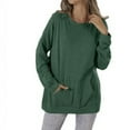 thumbnail image 1 of Lenago Womens Sweatshirt Plus Size Casual Color Round Neck Loose Pocket Long Sleeve Sweatshirt Fall Winter Outfits Clothes, 1 of 6