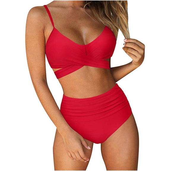 Lenago Womens Swimsuits Sexy Solid Printed Bikini Push-Up Pad Swimwear Set Swimsuit Beachwear Two Piece Bathing Swimsuit