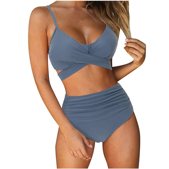 Lenago Womens Swimsuits Sexy Solid Printed Bikini Push-Up Pad Swimwear Set Swimsuit Beachwear Two Piece Bathing Swimsuit
