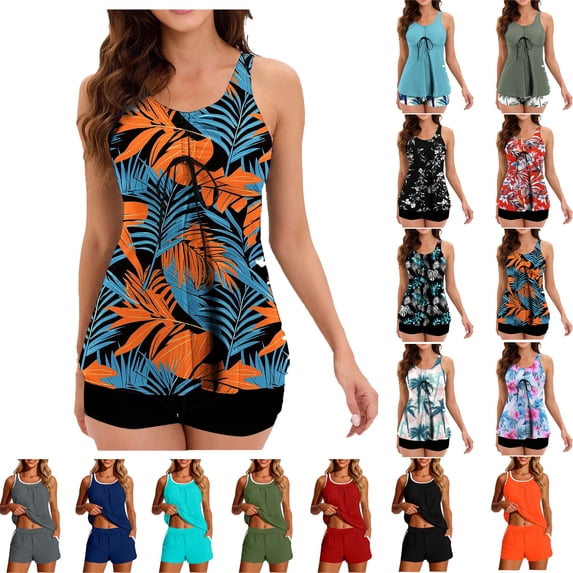 Lenago Womens Swimsuits Two Piece Swimsuits Tummy Control Swimwear Tankini Beachwear Swimdress