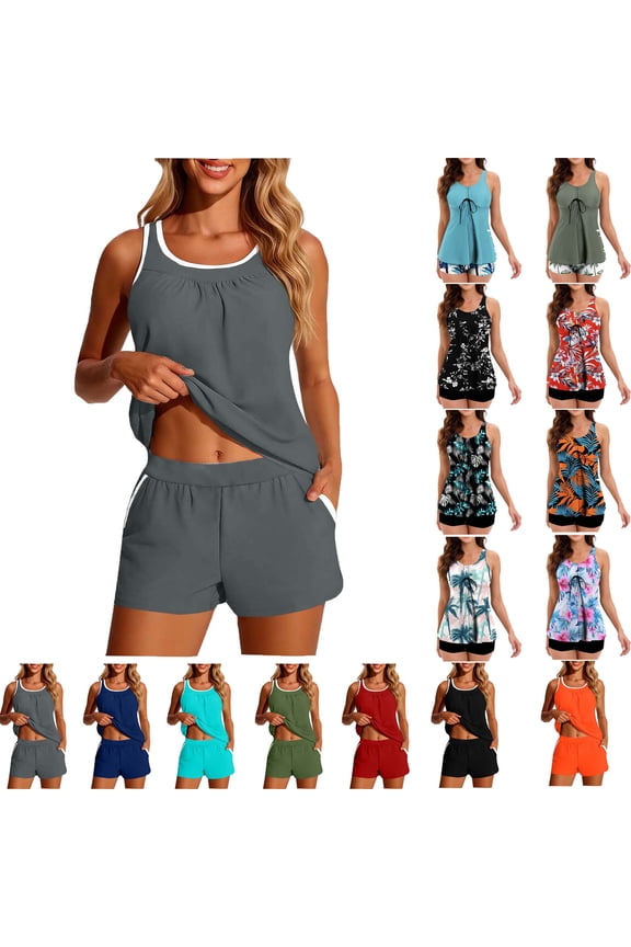 Lenago Womens Swimsuits Two Piece Swimsuits Tummy Control Swimwear Tankini Beachwear Swimdress