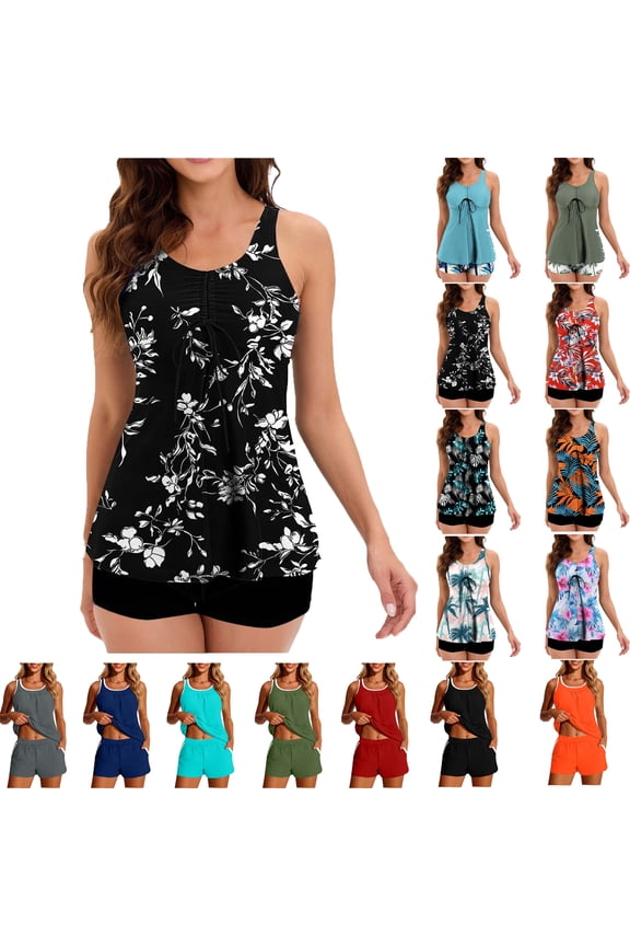 Lenago Womens Swimsuits Two Piece Swimsuits Tummy Control Swimwear Tankini Beachwear Swimdress