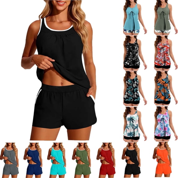 Lenago Womens Swimsuits Two Piece Swimsuits Tummy Control Swimwear Tankini Beachwear Swimdress