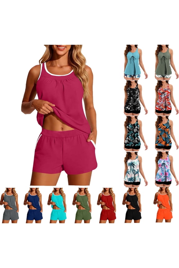 Lenago Womens Swimsuits Two Piece Swimsuits Tummy Control Swimwear Tankini Beachwear Swimdress