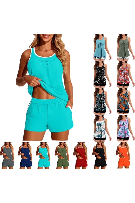 Lenago Womens Swimsuits Two Piece Swimsuits Tummy Control Swimwear Tankini Beachwear Swimdress