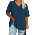 thumbnail image 1 of Lenago Womens Tops Under $5 Summer Blouses for Women Plus Size Casual V-neck Bow Short-sleeved T-shirt Top Tunic Tops, 1 of 5