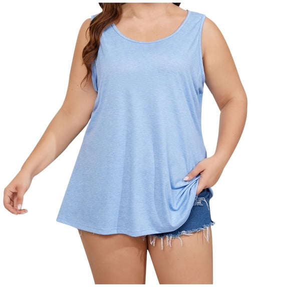 Lenago Womens Tops Clearance Under $5 Summer Womens Tank Tops Plus Size Sleeveless V-Neck Tank Tops Summer Casual Shirts Tops Workout Tops