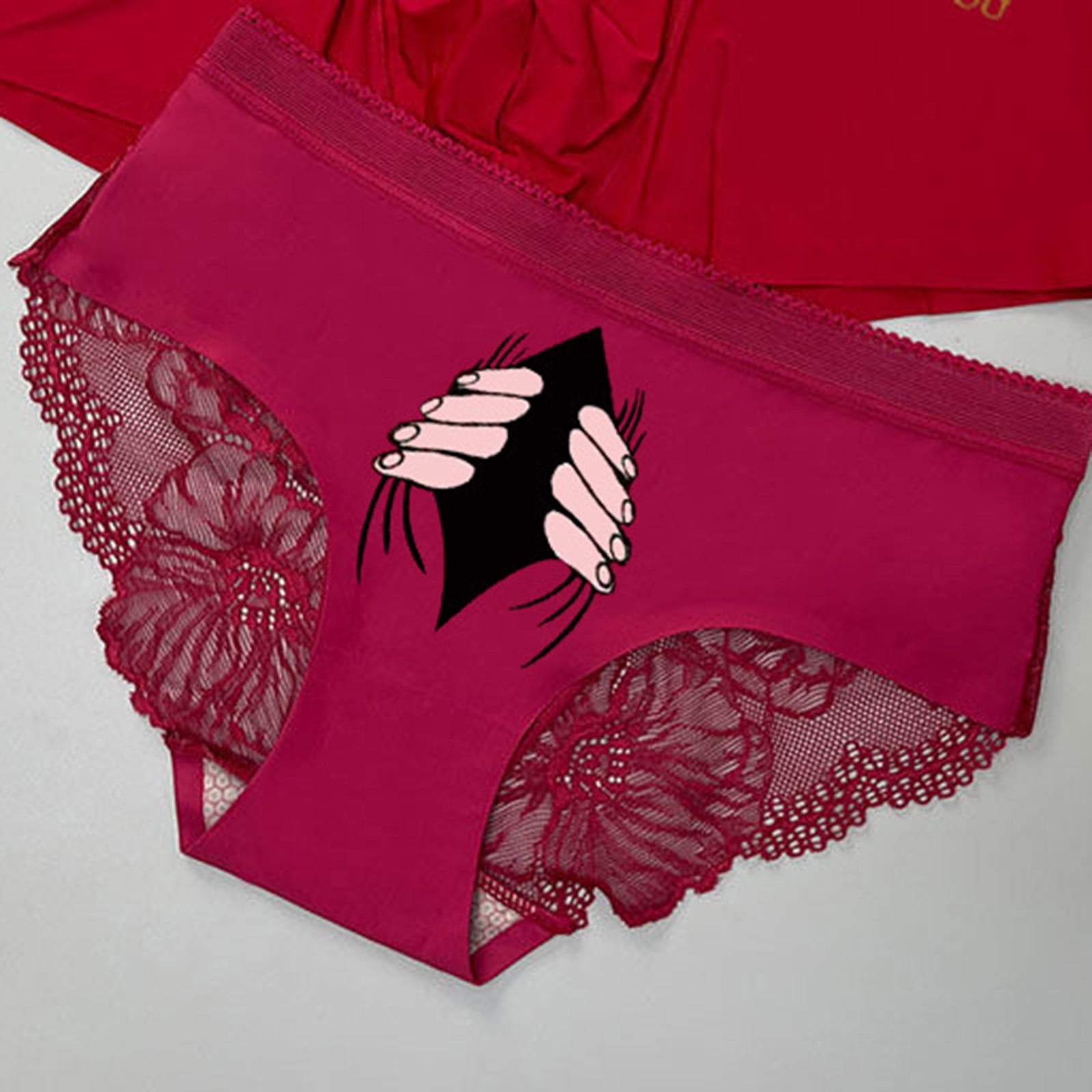 Lenago Womens Underwear Seamless Thin Style Sexy Spoof Lace Ice Silk Panties on Clearance